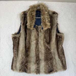 Iman Faux Fur Vest Womens 3X Brown Mobwife Grunge Indie Hipster Penny Lane Y2K